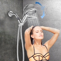 Amazon Hot Selling Wall Mounted Bathroom Adjustable 5Inches 5Function abs Spa Hand Held Shower Set