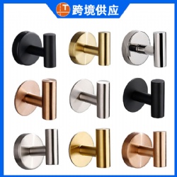 Amazon Best Seller Stainless Steel Towel Hooks Self Adhesive or Drilling Screw Black Coat Hook for Kitchen Bathroom Wall Hanging