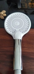 Factory wholesale bathroom 3 function handheld shower big white one button Switch Chrome hand shower head
