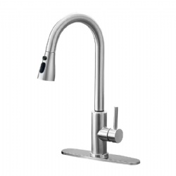 Factory supply 4 functions Pull Out Kitchen Faucet Bar Kitchen Sink Solid Deck Mounted faucet Nickel Brushed 360 degree rotatable Kitchen Tap