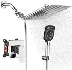 Amazon Hot Selling Wall mounted high Pressure Stainless Steel Rainfall Shower Head/Chrome Handheld Shower Set with 11'' Extension Arm