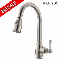 European style classic design stainless steel pull down chrome color spray head kitchen basin tap sink faucet