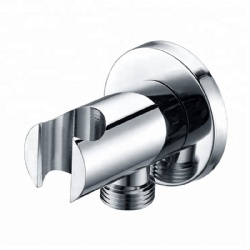 Round Shower Outlet Elbow with Hand Shower Holder, Brass material and Chrome Finish