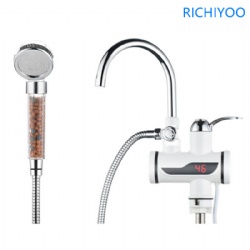 Wall Mounted Ceramic Chrome Plated Instant Water Heater Shower Faucet Electric Tap For Bathroom
